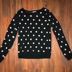 Black, Polka Dotted Crew Neck